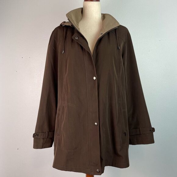Gallery Brown Utility Jacket with Removable Hood and Lining Size L EUC - Picture 1 of 11